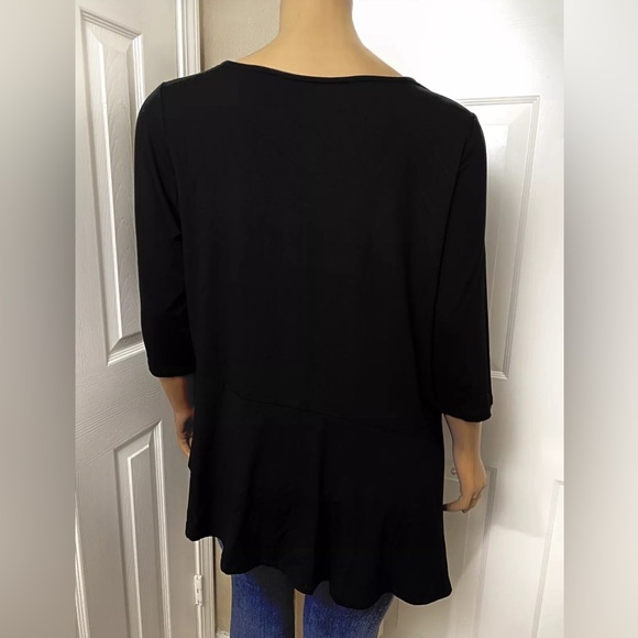 New Jessica London Womens Asymmetrical Blouse Size 22/24 Black Stretch Top - Picture 2 of 6